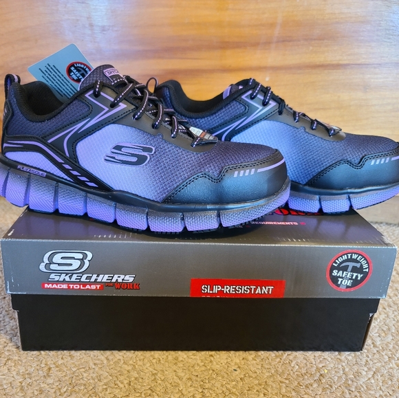 Skechers Women's Size 8.5 Arterios Alloy Toe Purple And Black Work Shoes - Picture 4 of 8